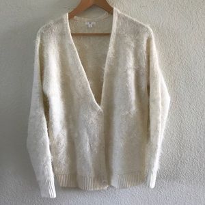 BP Nordstrom white soft fuzzy cardigan sweater S